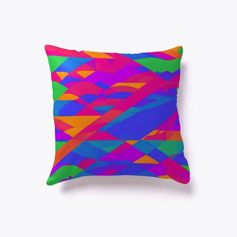 Vivid Abstract Pillow - Electric Color F